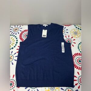 NWT Men's TURNBURY Navy Merino Wool Sweater Vest L